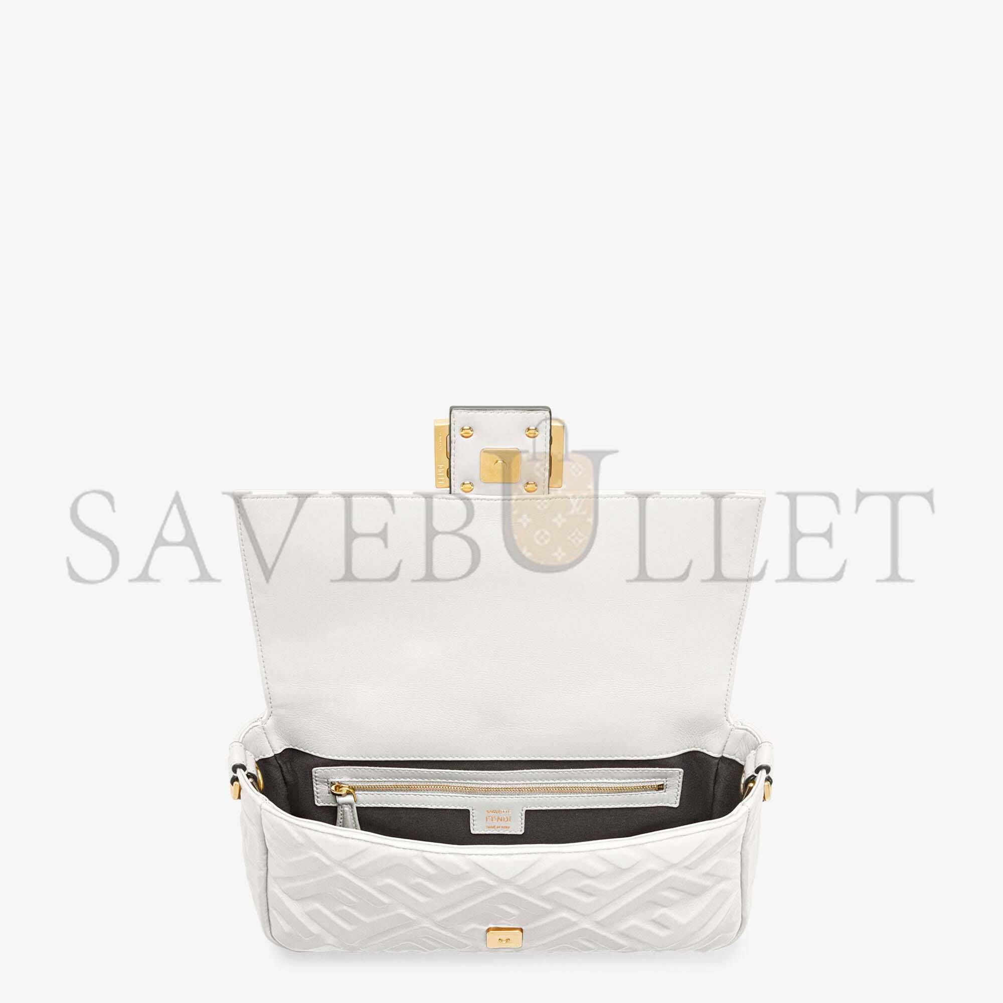 FENDI BAGUETTE - WHITE LEATHER BAG 8BR600A72VF15AO (27*15*6cm)