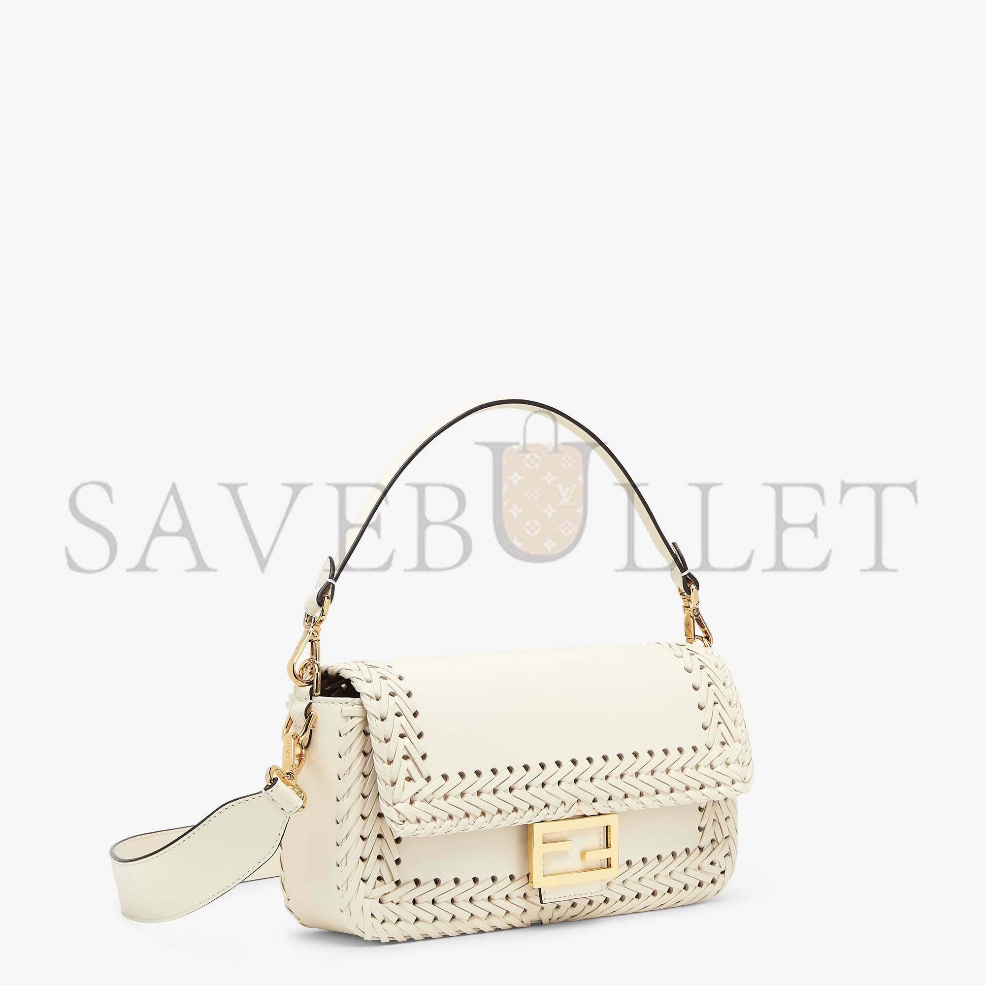 FENDI BAGUETTE - WHITE LEATHER BAG 8BR600AHWDF0K7E (27*15*6cm)